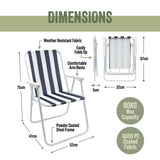 Milestone blue and white striped folding deckchair