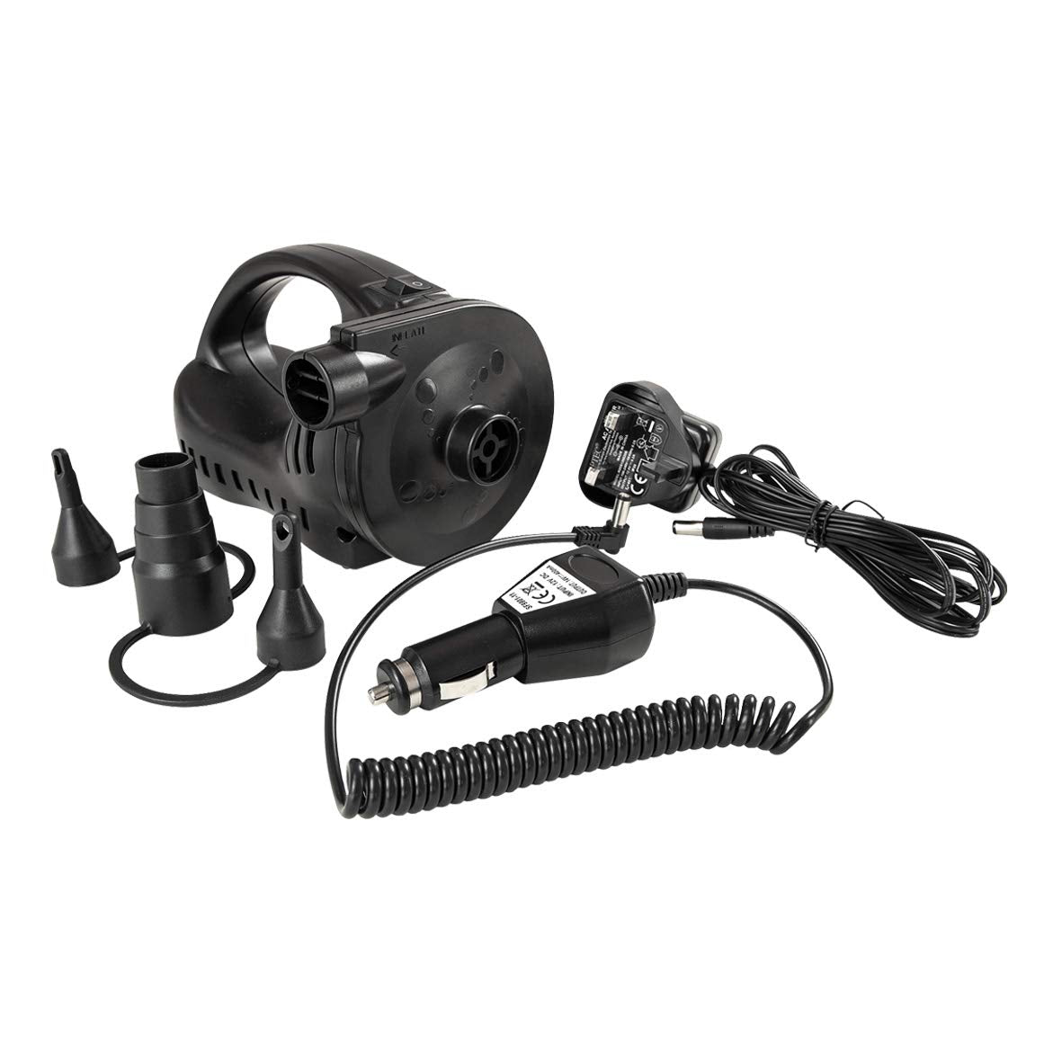 Milestone rechargeable air pump with AC DC charging and three nozzles