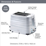 Quest Harmony white 2-slice 930W toaster with seven browning levels
