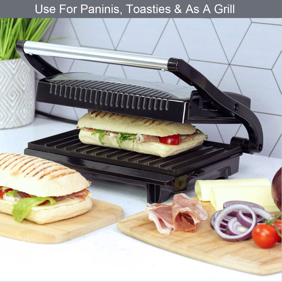 Quest stainless steel panini press and contact grill