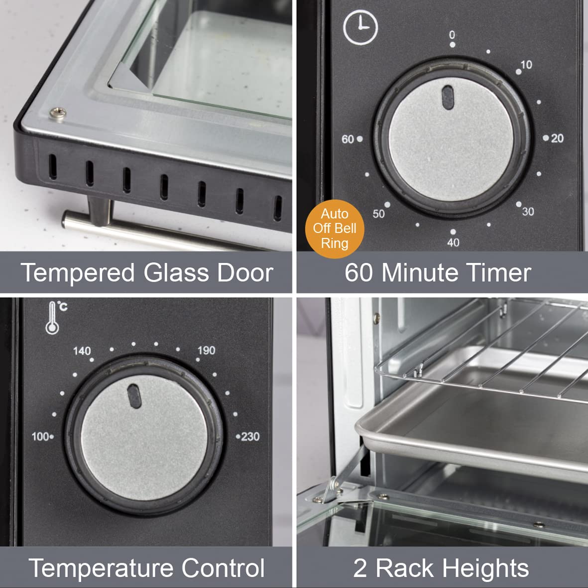 Quest black compact 9L mini oven