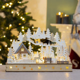 40cm wooden LED Christmas forest house scene with warm white lights