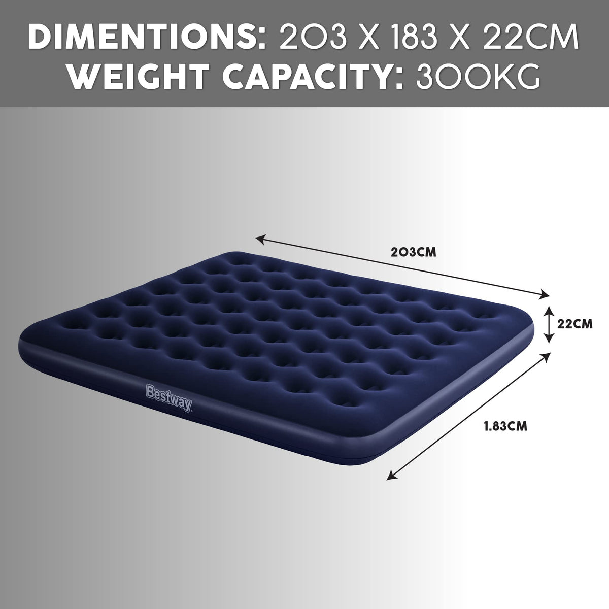 Bestway king double flocked airbed – 203 x 183 x 22cm