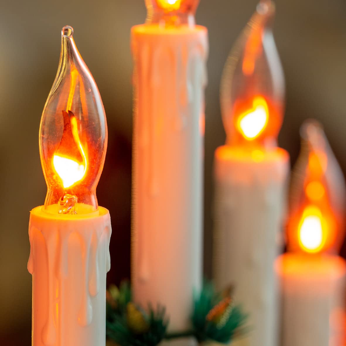 Wooden Christmas candle bridge with 7 flickering lights