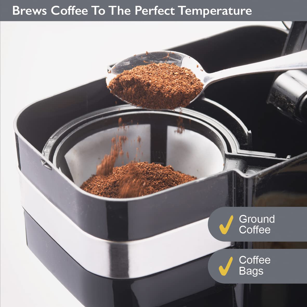 420ml Filter Coffee Machine with Thermal Travel Mug, Ground Coffee & Pod Compatible - Quest