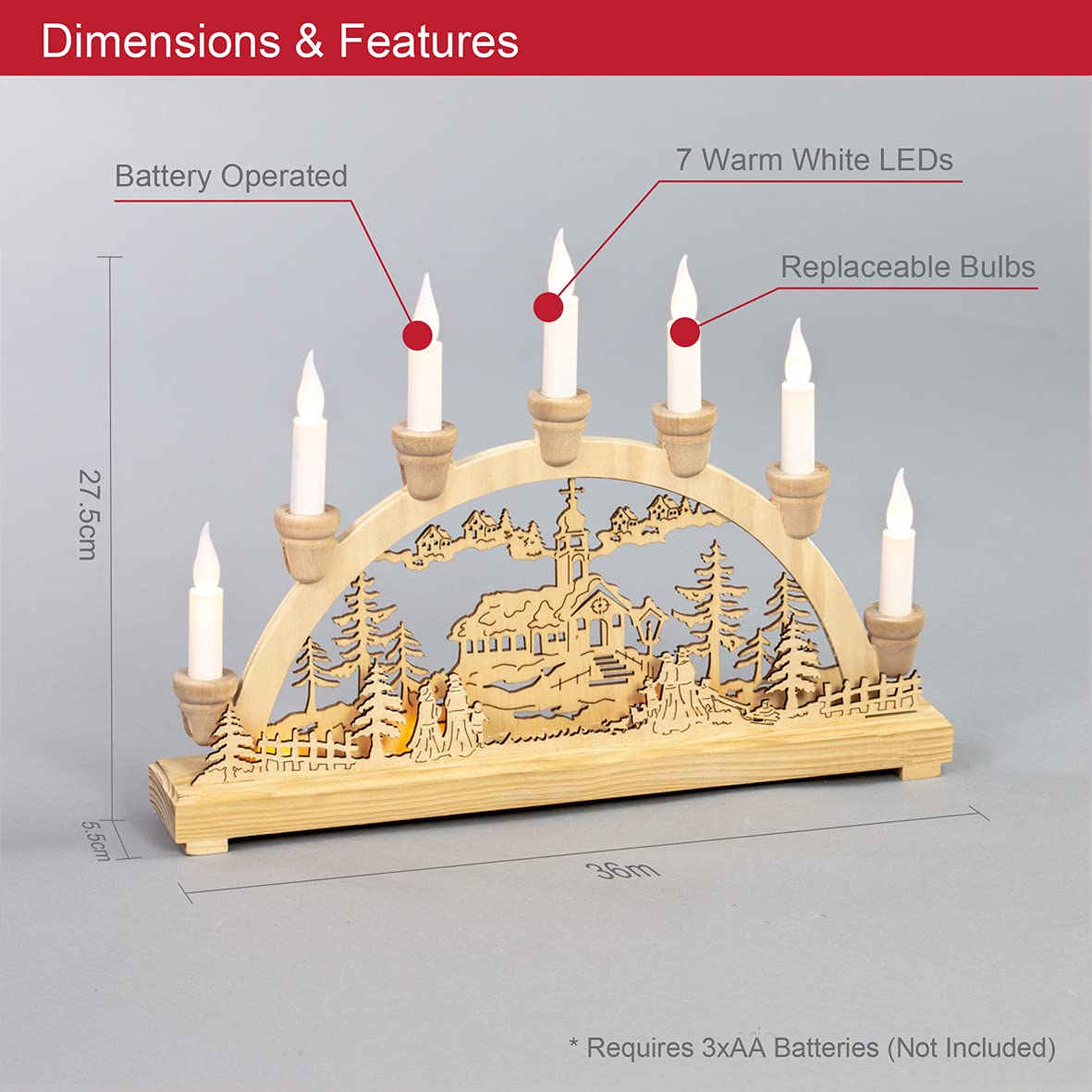 The Christmas Workshop 70780 wooden LED candle bridge