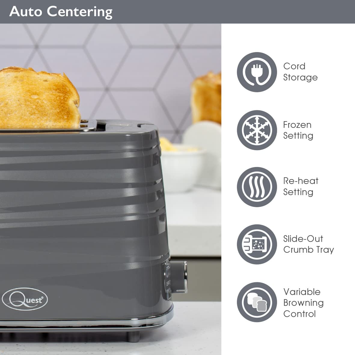 Quest Harmony grey two-slice toaster