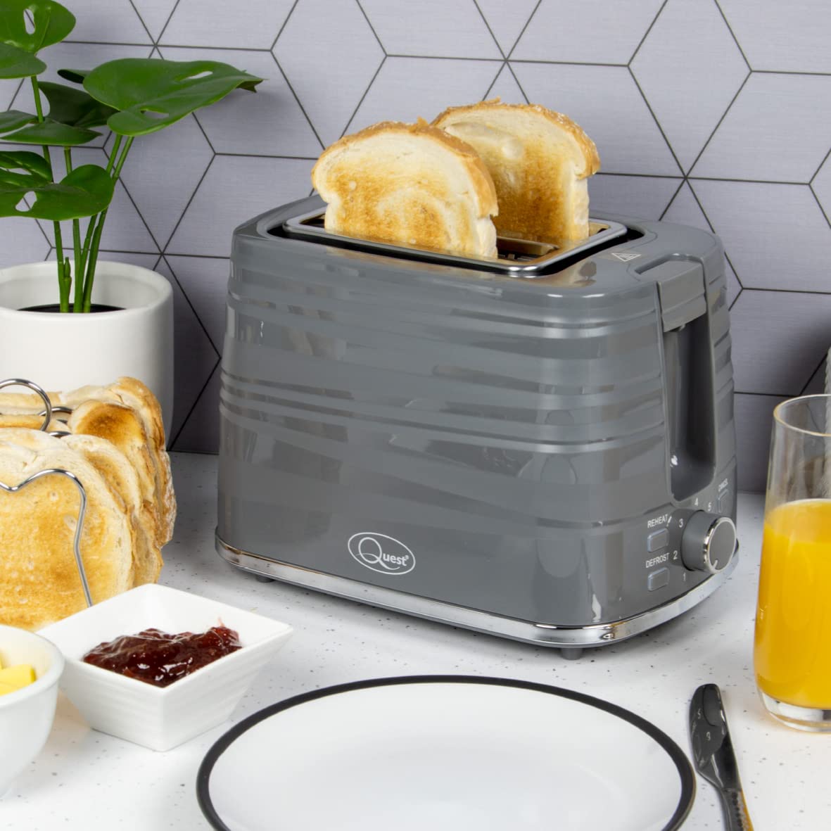 Quest Harmony grey two-slice toaster