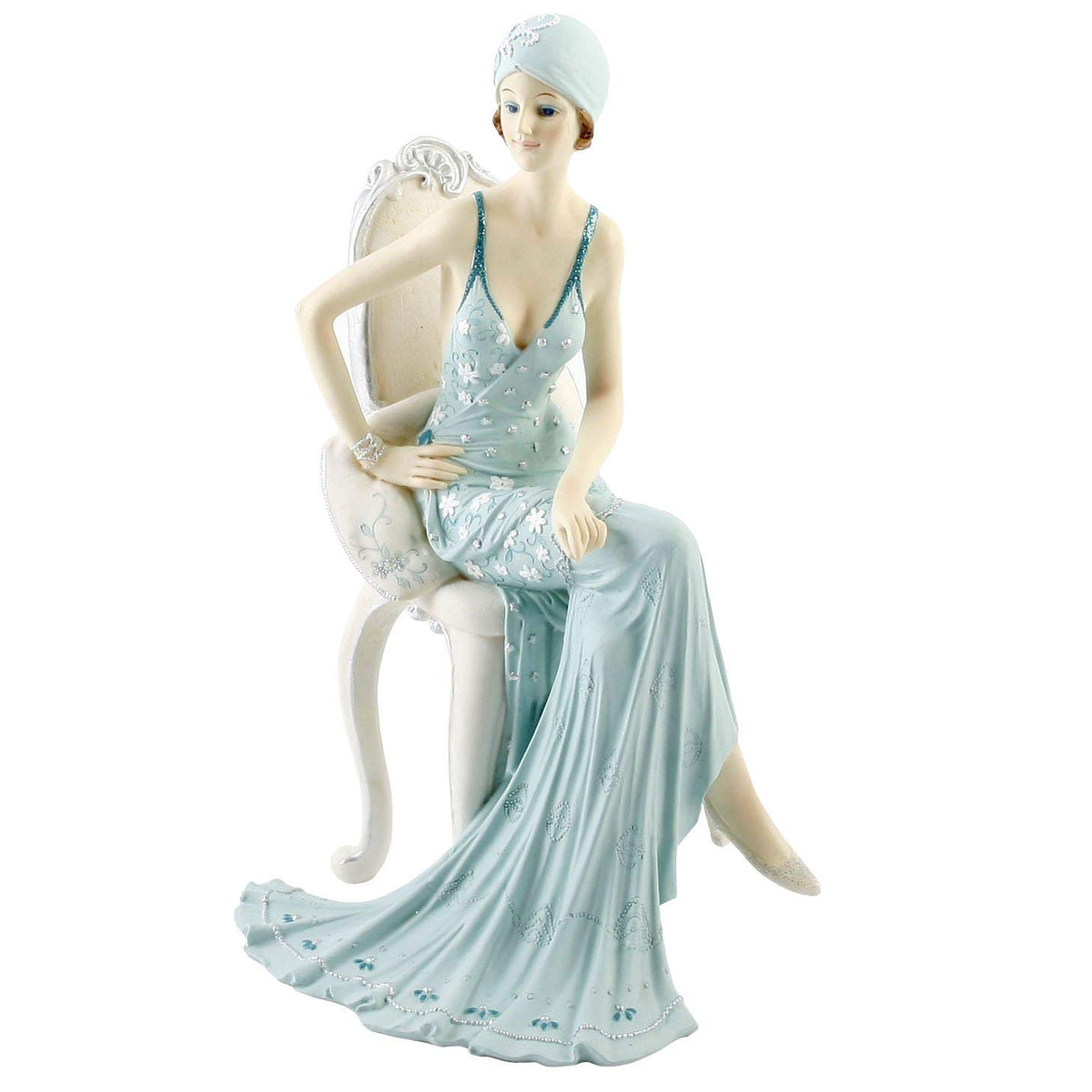 Juliana Broadway Belles seated lady figurine in teal