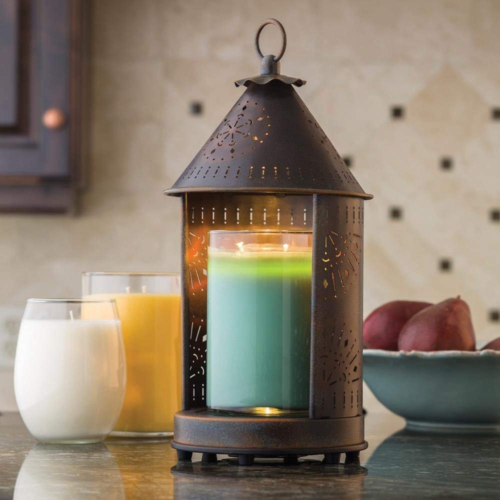 Candle Warmers primitive tin punched candle warmer lantern