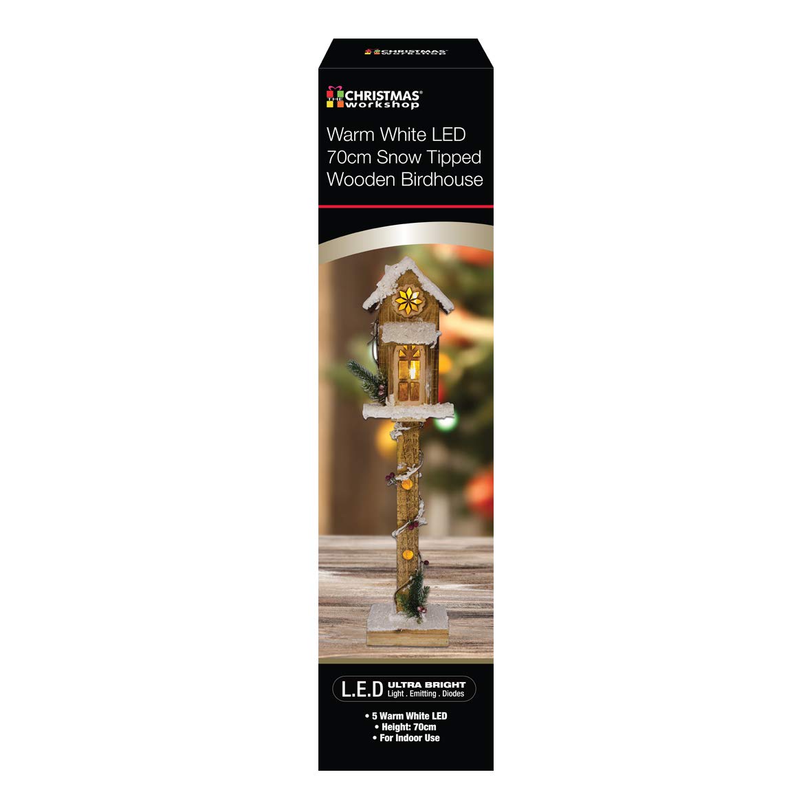 70cm wooden LED Christmas treehouse with warm white lights