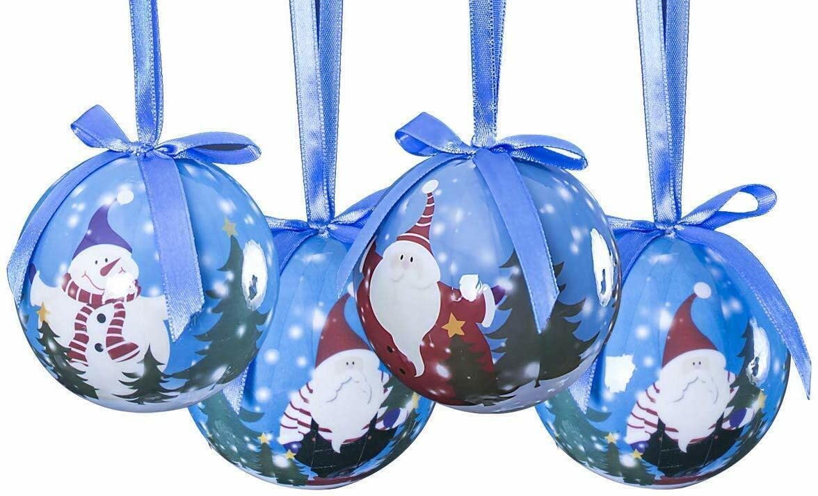 Set of 14 fun Christmas scene decoupage baubles