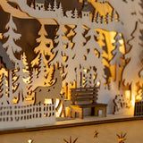 40cm wooden LED Christmas forest house scene with warm white lights