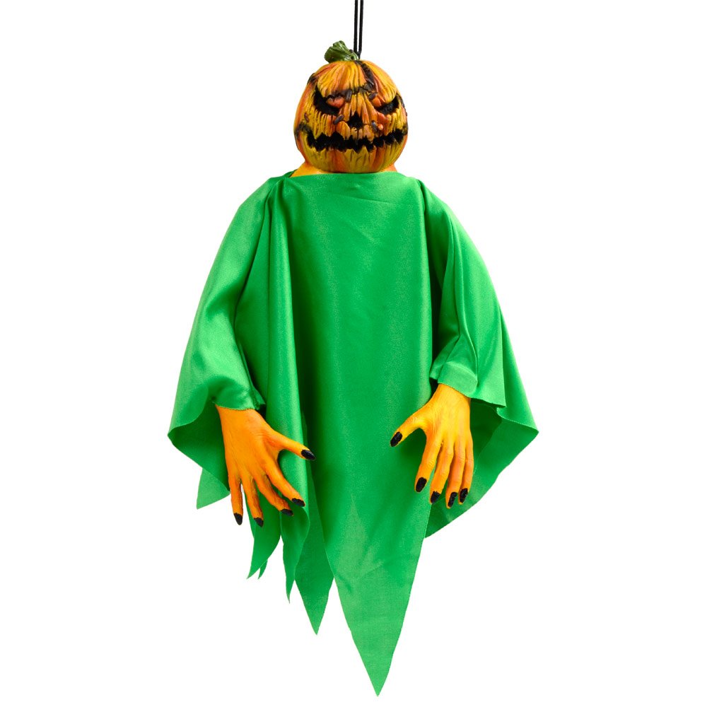 18" Scary Evil Pumpkin Hanging Head Decoration Halloween Horror Party Accessory