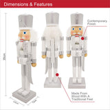 The Christmas Workshop white and silver wooden nutcracker soldier – 35cm