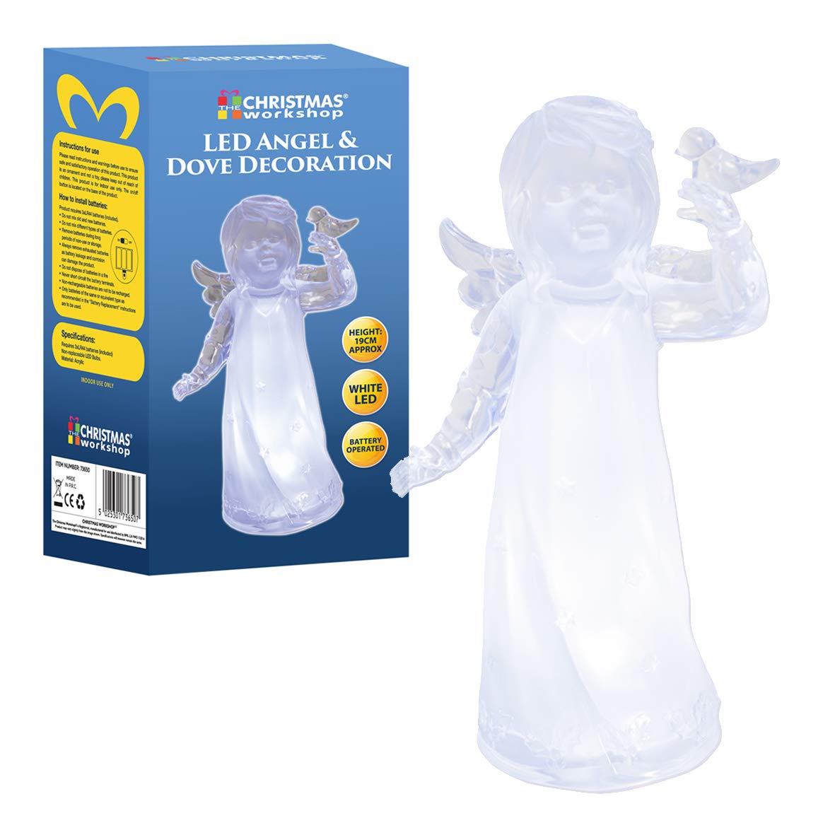 LED acrylic angel with bird Christmas ornament