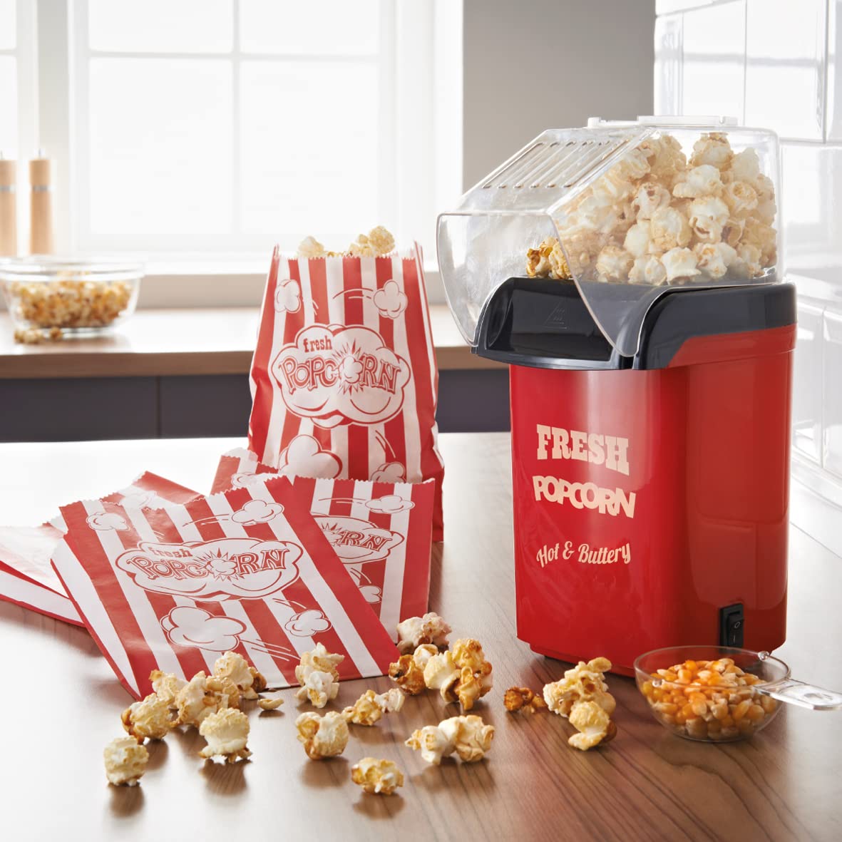 Global Gizmos red 1200W hot air popcorn maker