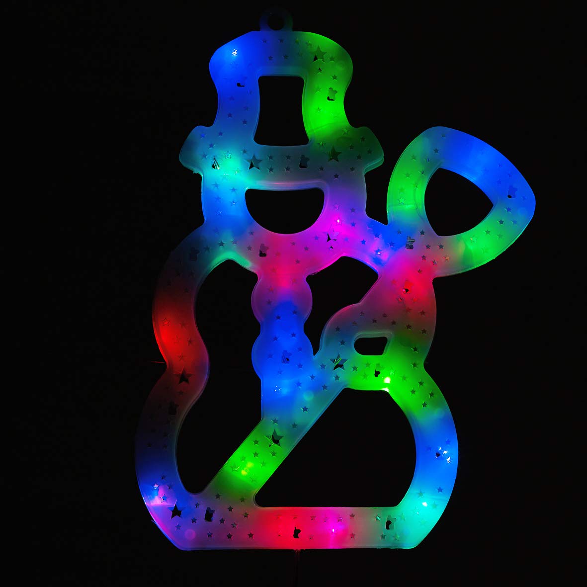 30cm 20 LED multi-coloured snowman Christmas window light with timer