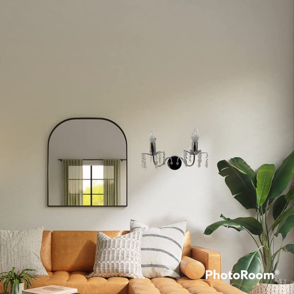 2 Light Chrome Wall Fitting with Crystal Droplets
