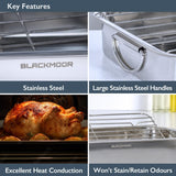 Non-Stick Roasting Tin with Removable Rack for Meat, Poultry & Vegetables - Blackmoor