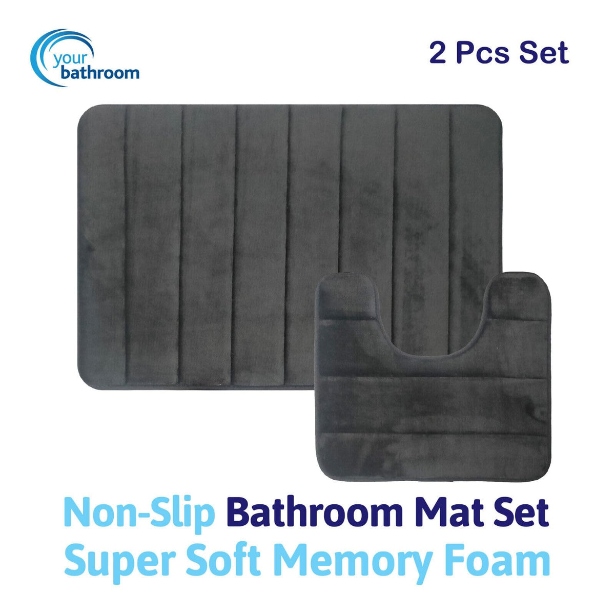 Your Bathroom grey two-piece memory foam bath mat set