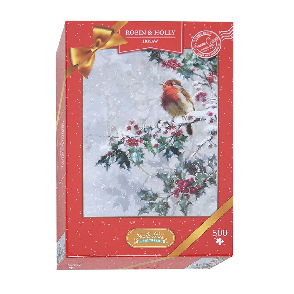 Richard Macneil robin on a holly bush 500-piece jigsaw puzzle