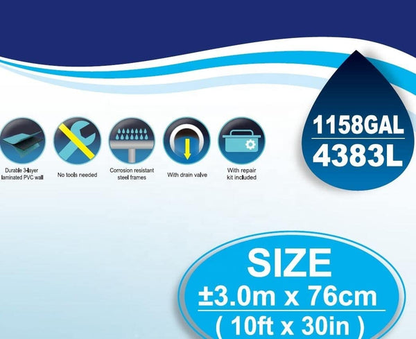 Avenli SteelSuper Steel Frame Above Pool, Frame for Swimming Pool, Garden Pool without Pump, 300 x 76 cm.