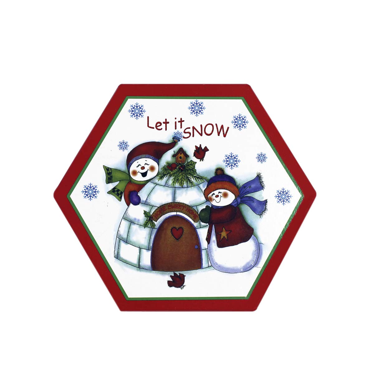 Set of 14 multicolour Christmas scene decoupage baubles