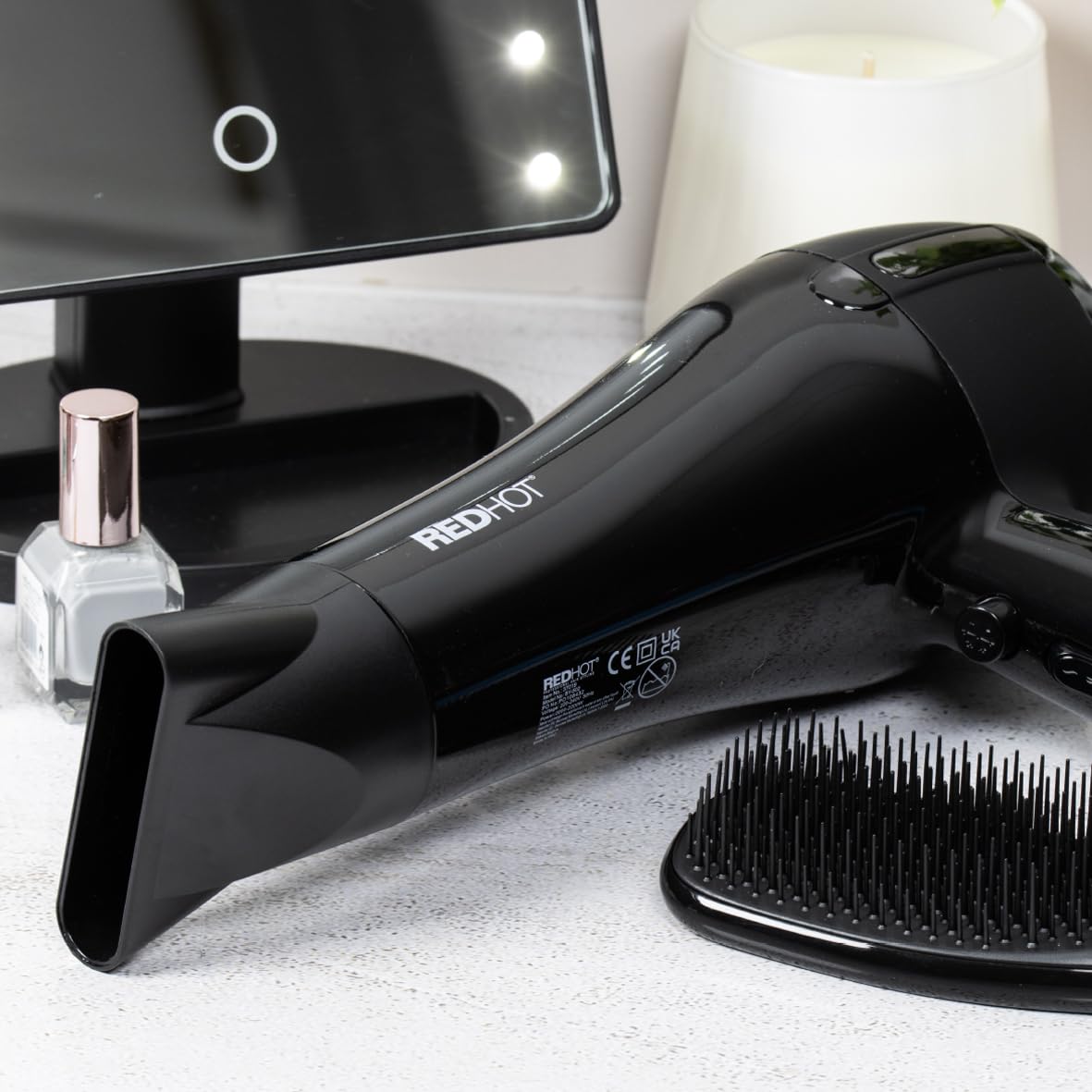 Red Hot black 2200W hair dryer with diffuser and concentrator