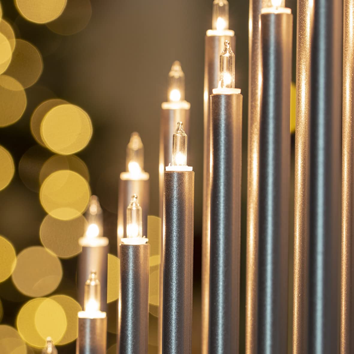 Silver Christmas candle bridge with 33 warm white lights