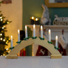 Wooden arched Christmas candle bridge with 7 warm white LEDs