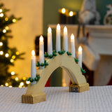 Wooden arched Christmas candle bridge with 7 warm white LEDs