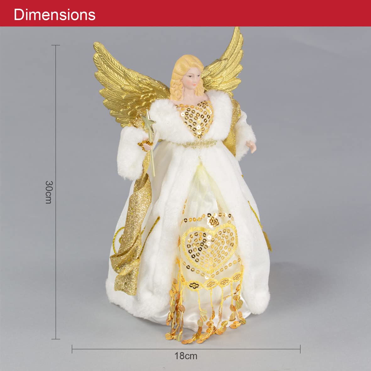 30cm gold and cream angel Christmas tree topper