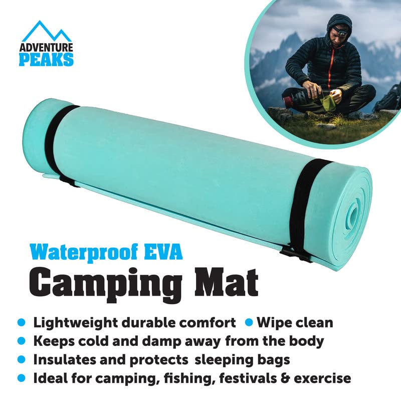 Adventure Peaks green EVA camping roll mat – 180 x 50cm