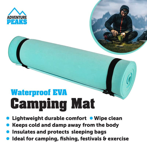 ADVENTURE PEAKS Waterproof EVA Camping Mat Extra Thick 0.6 CM Lightweight EVA Foam Yoga Sleeping Ground Roll Mat With Elastic Straps Ideal For Fishing Exercise Outdoor