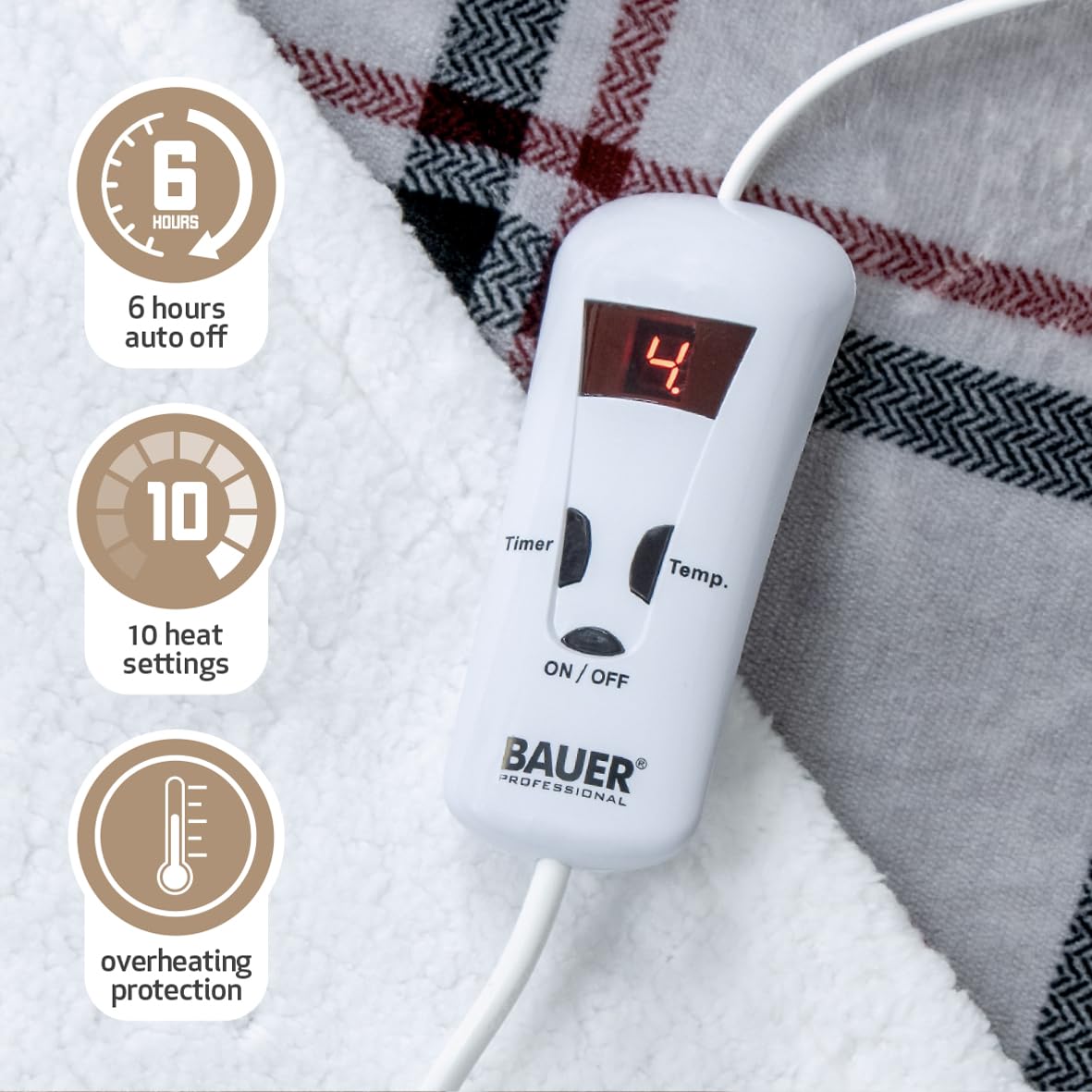 Bauer plaid electric heated throw – 120 x 160cm