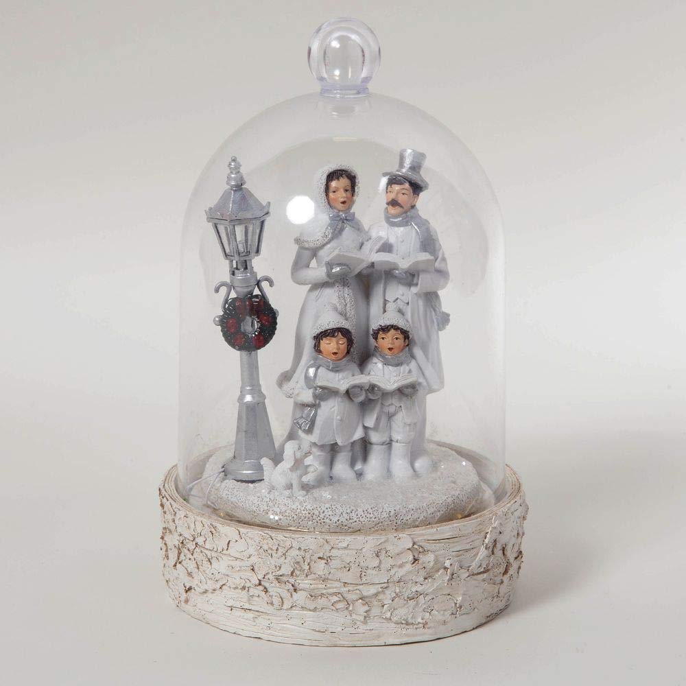LED Christmas carolling family cloche ornament