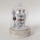 LED Christmas carolling family cloche ornament