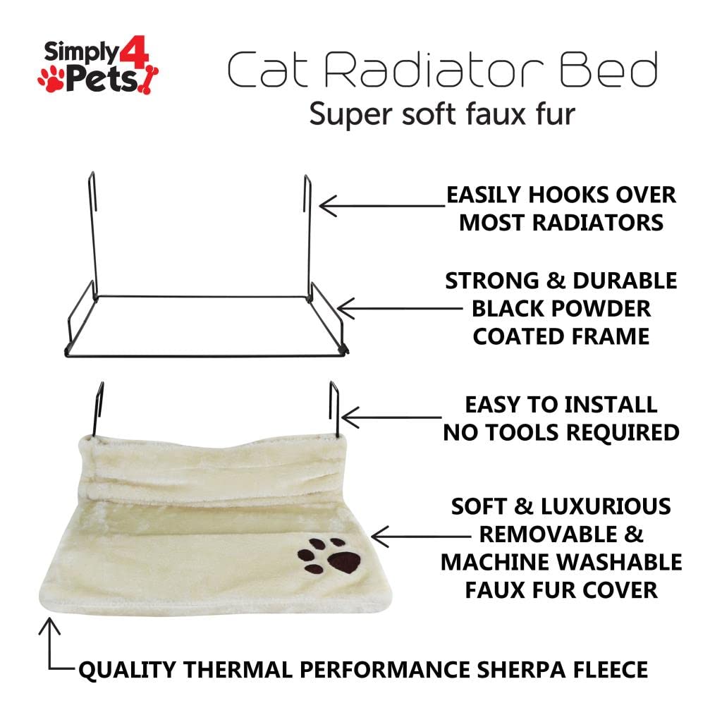 SIMPLY 4 PETS Quality Pet Products Soft Washable Radiator Cat Bed Specially Made For Cats