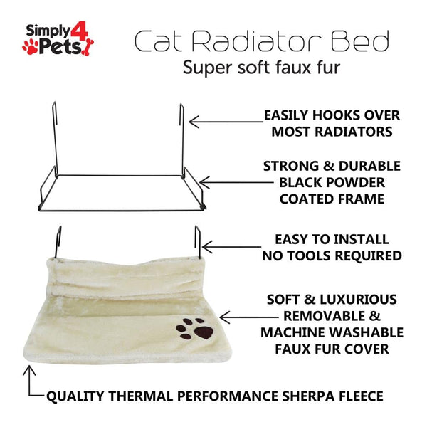 SIMPLY 4 PETS Quality Pet Products Soft Washable Radiator Cat Bed Specially Made For Cats