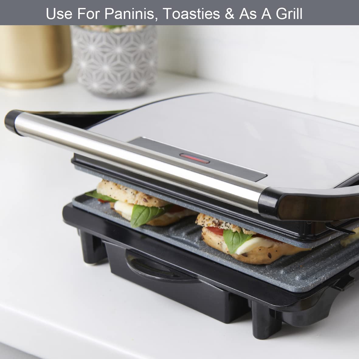 Quest grey deluxe health grill and panini press