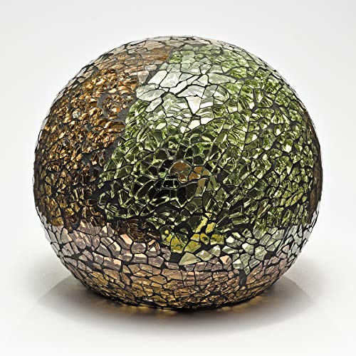 Amber mosaic glass flickering orb light 10cm
