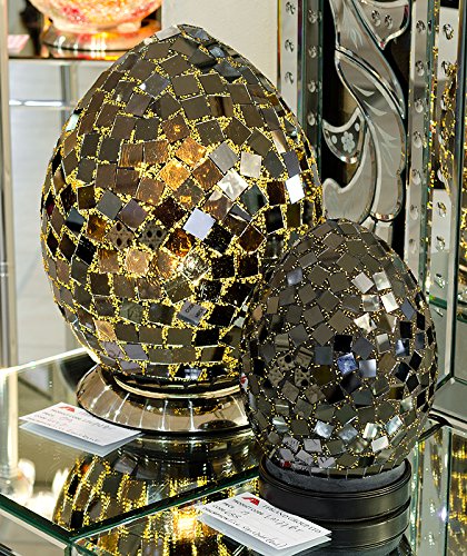 30cm black mirrored mosaic egg table lamp