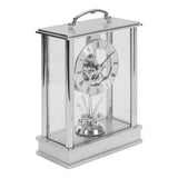Widdop brushed aluminium carriage mantel clock with rotating pendulum