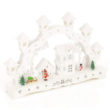 43cm white wooden LED Christmas candle bridge scene