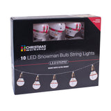 10 warm white LED snowman bulb string lights