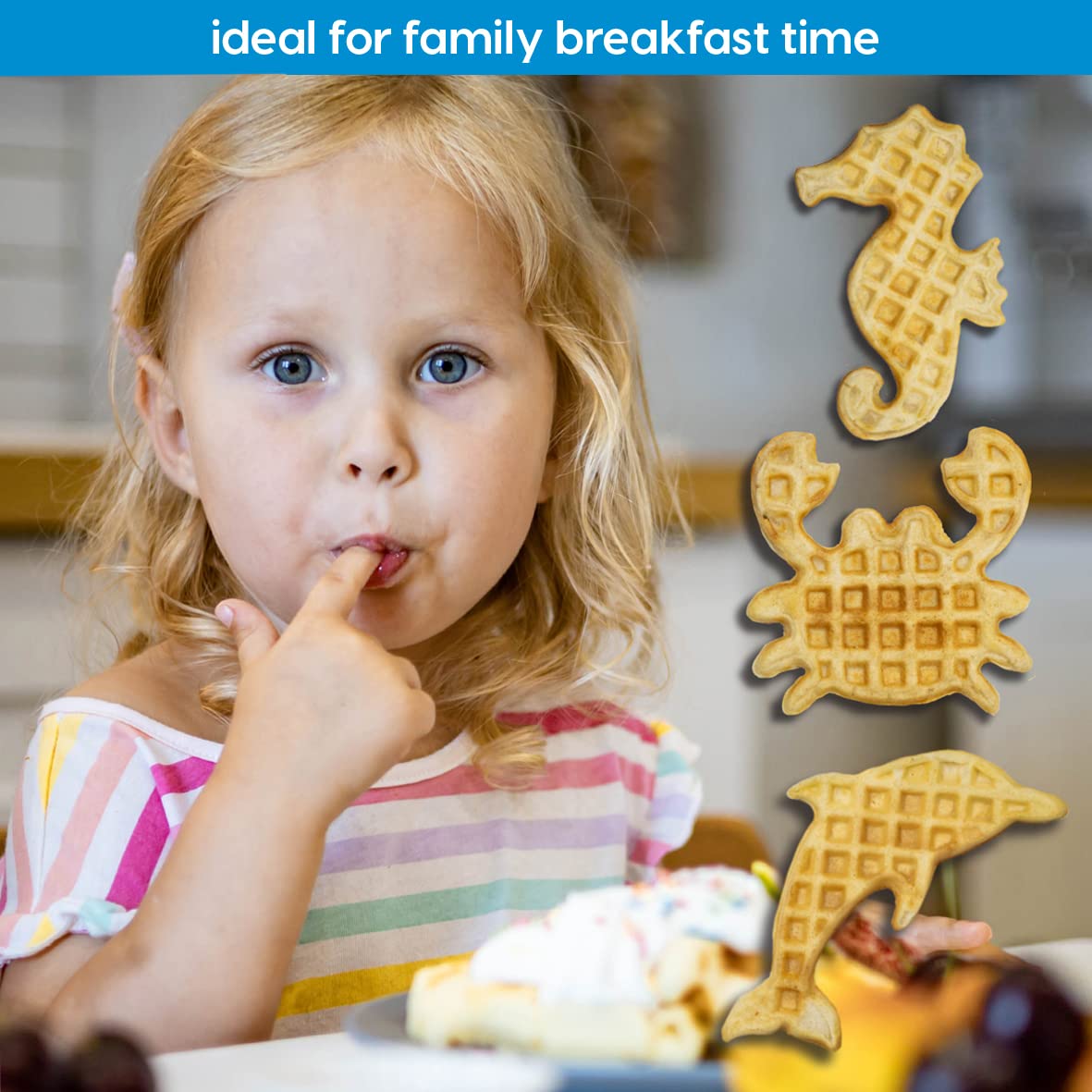 3-in-1 Sea Life Waffle Maker with Non-Stick Plates - Animal Planet