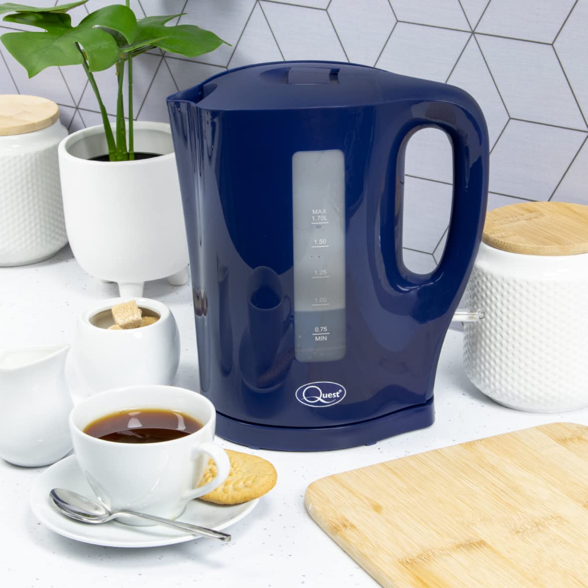 Quest navy blue 1.7L electric kettle