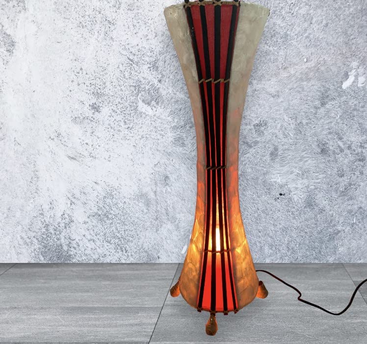 70cm red and white tortoiseshell-style floor lamp