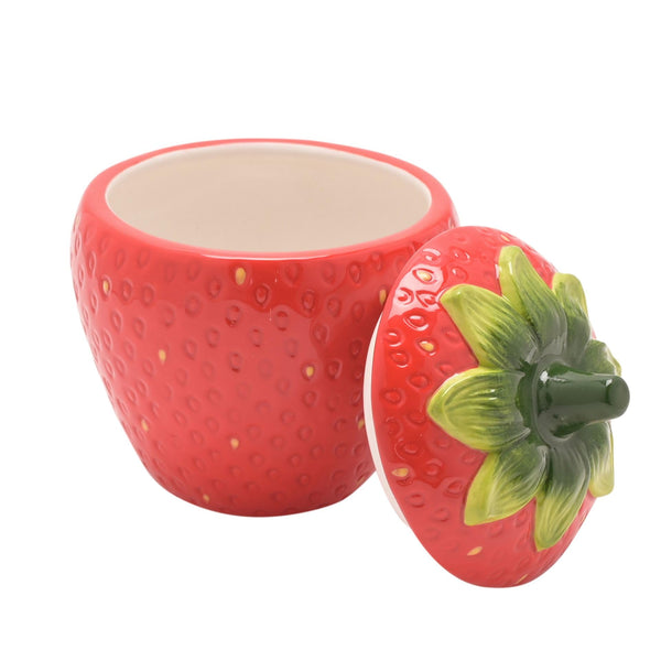 Widdop Cottage Garden Ceramic Strawberry Themed Dinnerware - Strawberry Sugar Bowl - Summer Crockery Bright Quirky Tableware - Lovely Gift Idea Picnic Outdoor Eating